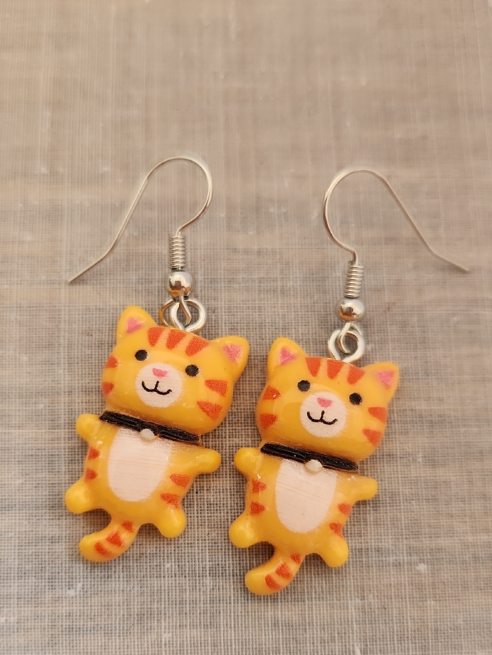 Orange Cat Dangle Earrings - Picture 5 of 7